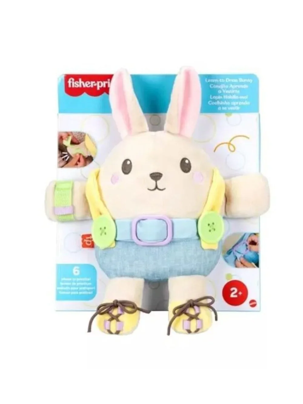 Learn-To-Dress Bunny Plush Toy By Fisher-Price For Ages 2+ With Buttons Zipper &